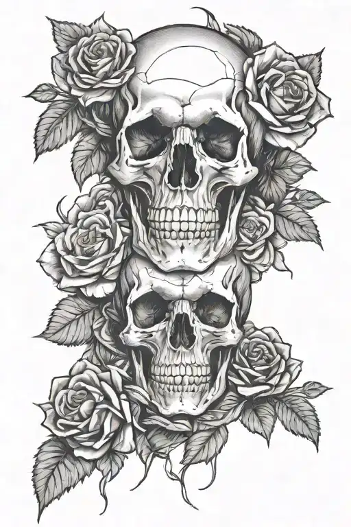 Skull In Hands And Roses