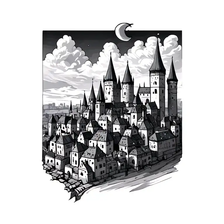 A Medieval City Skyline