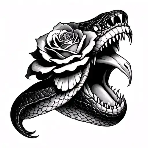 Rose In Snake's Mouth Open And Tongue