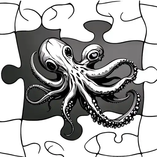 Octopus Coming Out Of Puzzle Piece