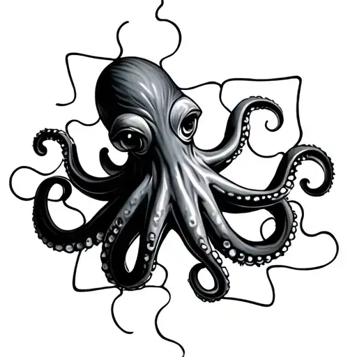 Octopus Coming Out Of Puzzle Piece