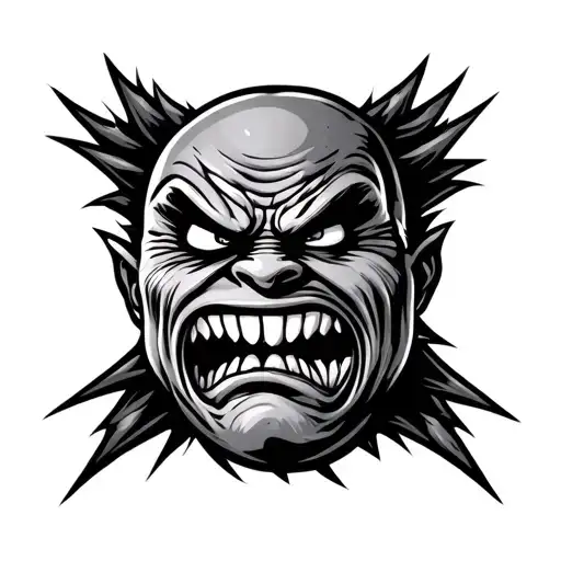 Angry Cartoon Rock With A Face