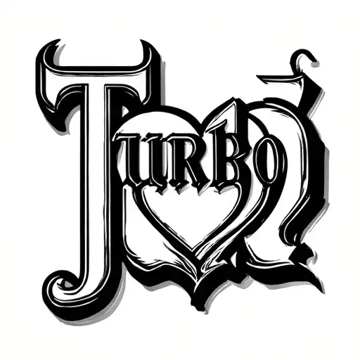 A Simple Elegant Only The Word 'Turbo' With A Heart Merged With The T