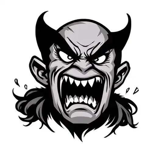Angry Cartoon Rock Character With A Face
