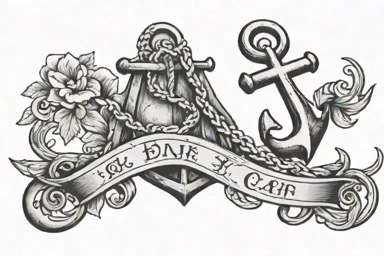 R J In Cursive With A Anchor At The End