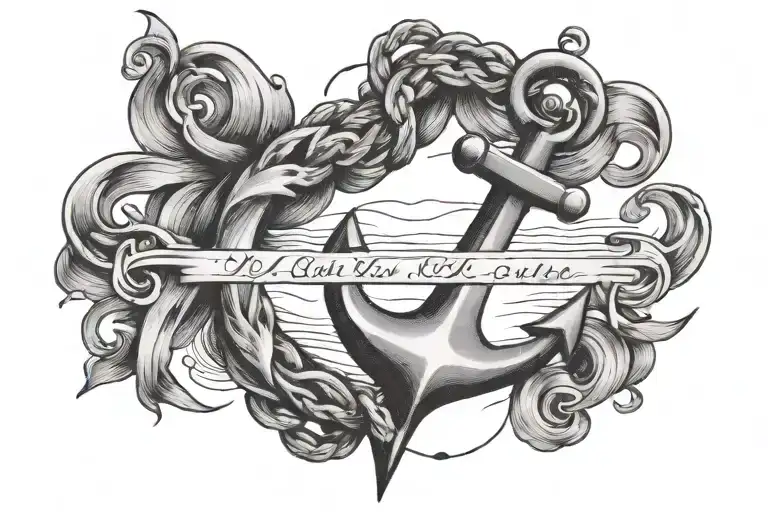 R J In Cursive With A Anchor At The End