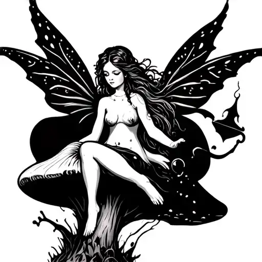 A Hauntingly Beautiful Mushroom Fairy Casting A Spell