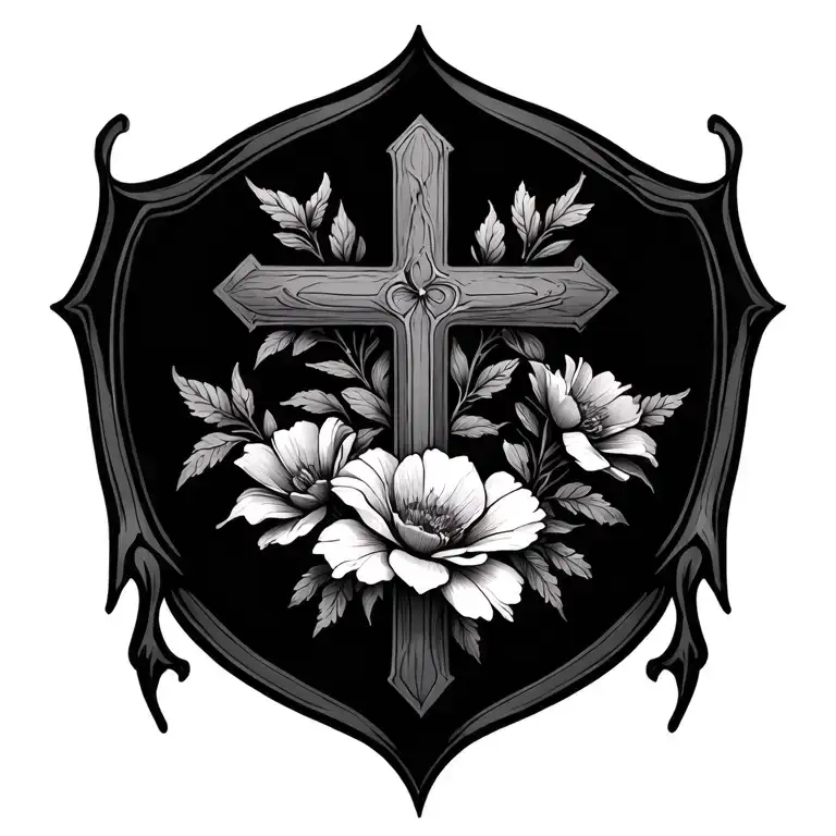 Cross With Flowers Intertwined