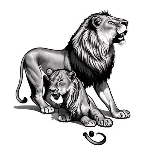 Mother Son Lioness
