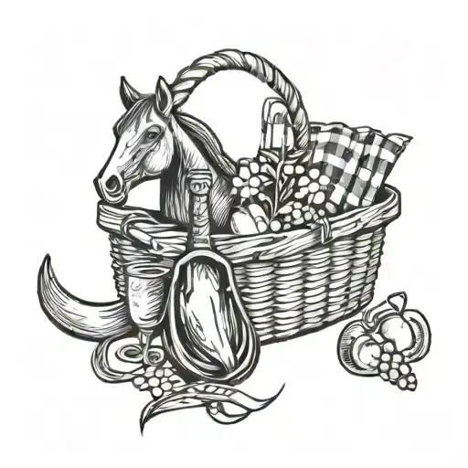Picnic Basket And Horse Shoe