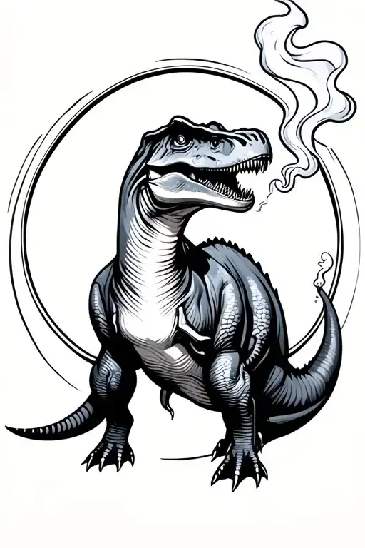 Dinosaur Smoking In A Circle