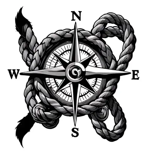 Large Rope And Compass Rose Intertwined