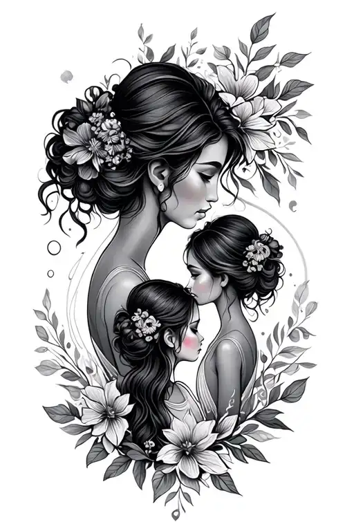 A Fine Line Tattoo That Represents Mother And Daughter