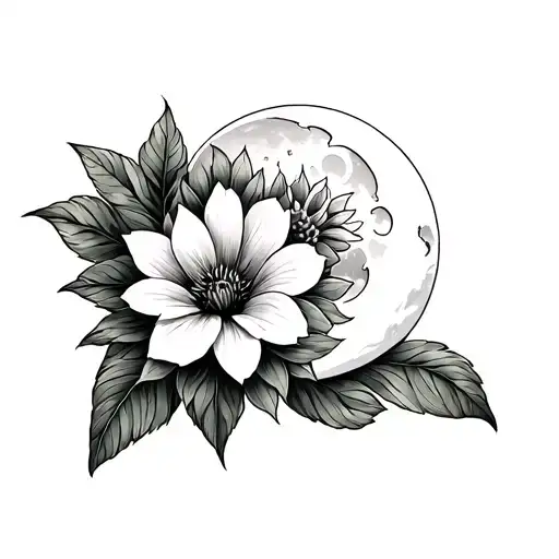 Margarita Flower With A Moon Merging Together