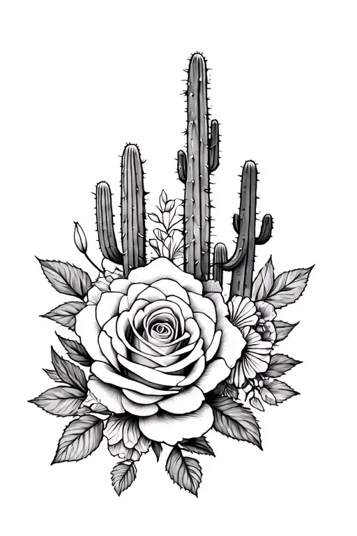 Floral Roses And Cactuses Sleeve Forearm