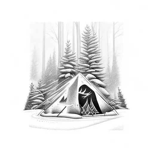 Campfire In A Forest In Winter