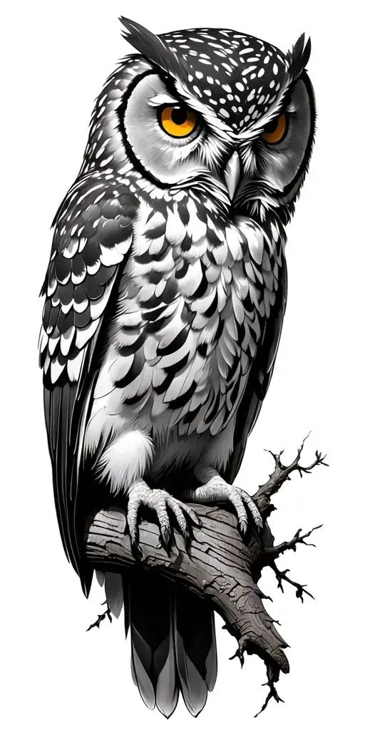 Owl Sitting Tree Of Live Oak Tree