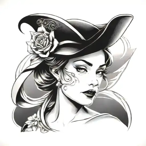 An Elegant Portrait Of A Historical Female Figure In A Modern Interpretation