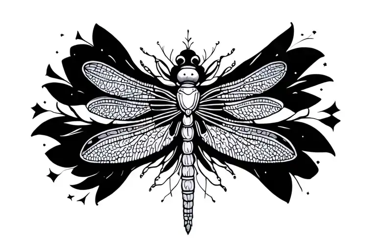 Dragonfly Celestial Mandala Design Incorporating Elements