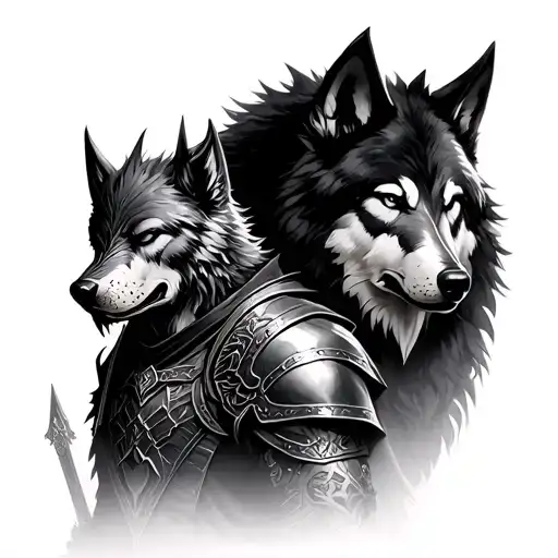 Knight Artorias From Dark Souls With His Wolf Sif Behind Him