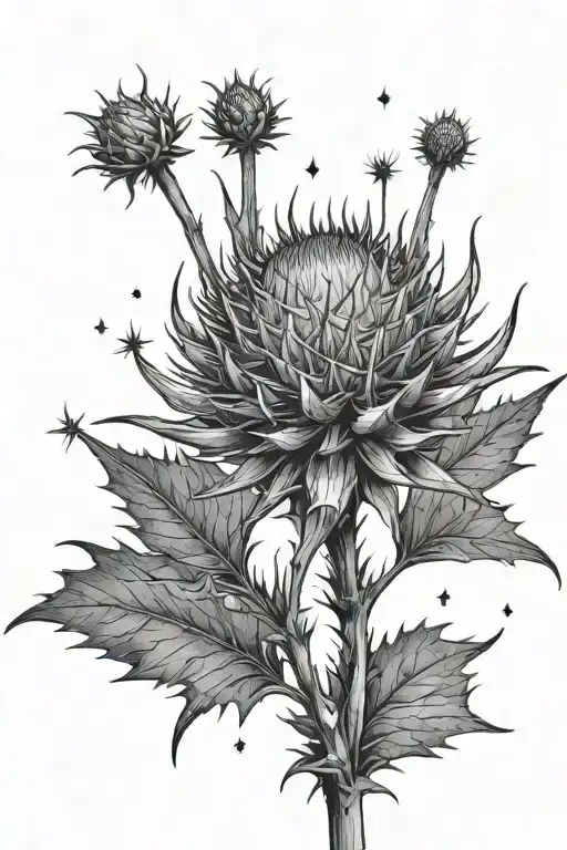 Star Thistle Plant With Stars In The Background