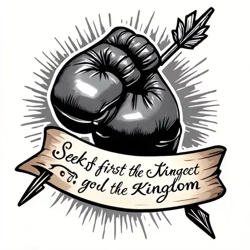 How And Arrow With A Boxing Glove On The End Hanging With A Scripture Of Seek First The Kingdom