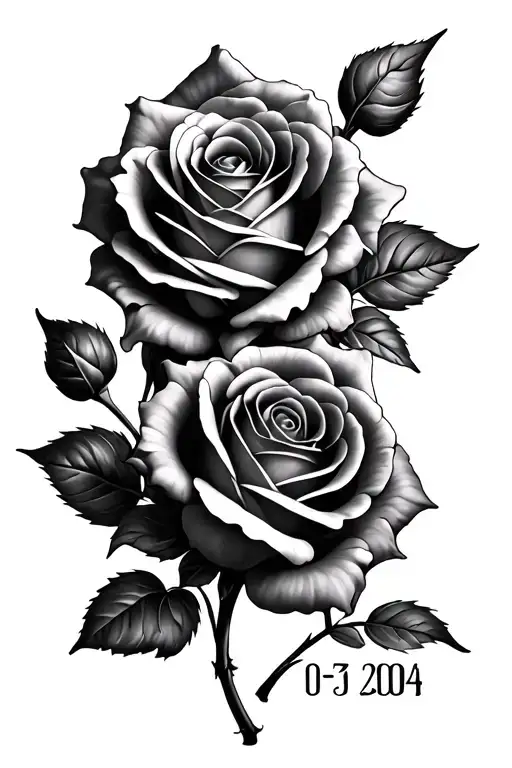 Roses With Initials Ams And Date 07-31-2004