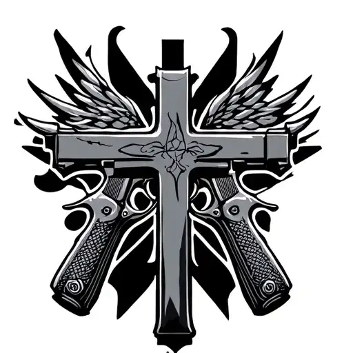 Three Cross With Gun Beside