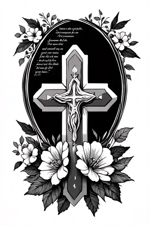 Crosses And Psalms 23 Verse And Flowers