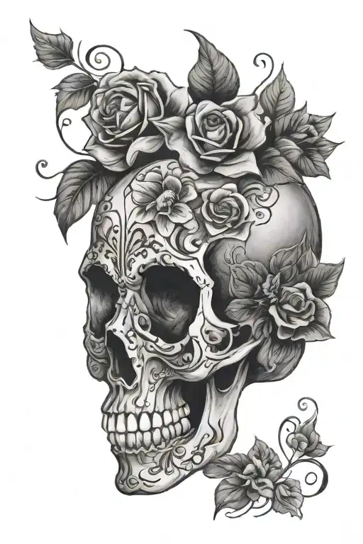 Creepy Femanine Floral Skull