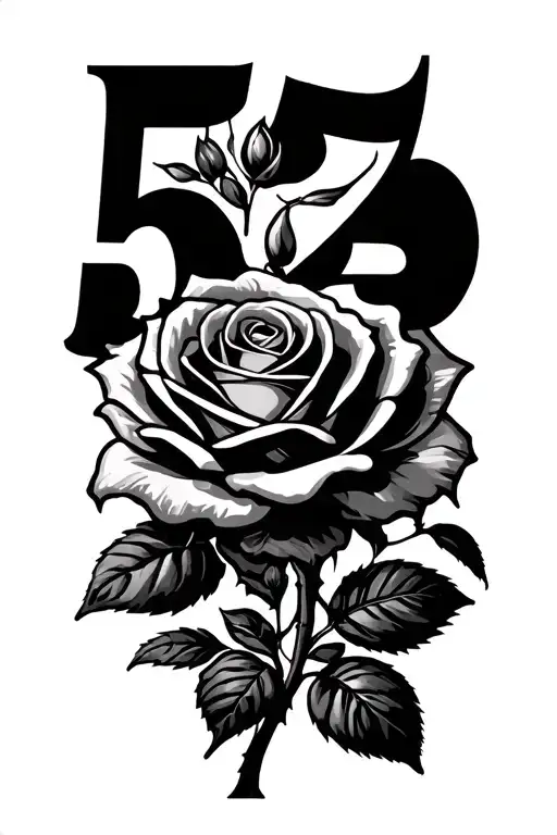 Number 525 With A Rose In Gangster Silhouette Working