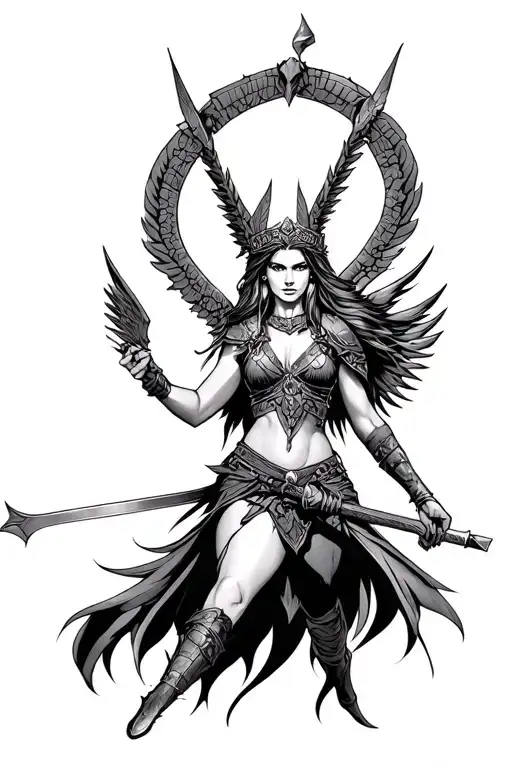 Valkyrie Warrior Woman In Battle