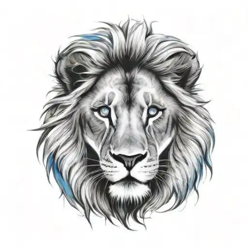 Lion Majestic Minimalist Blue Eyes