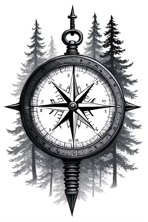 Compass In Forest
