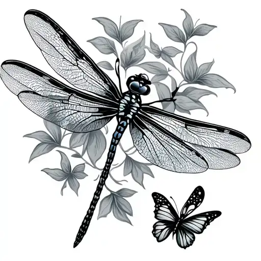 Dragonfly With Butterflys