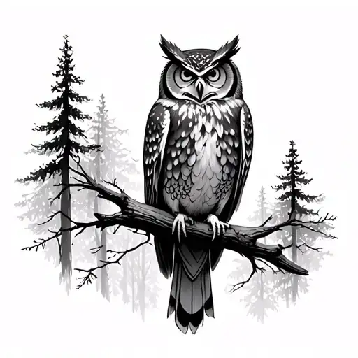 Forest With Owl Perched