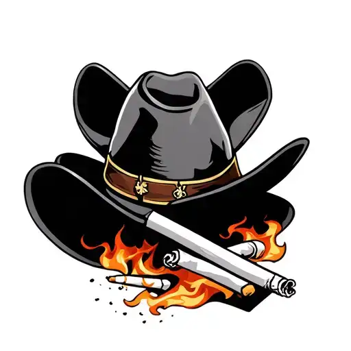 Cowboy Hat And Cigarette Burning