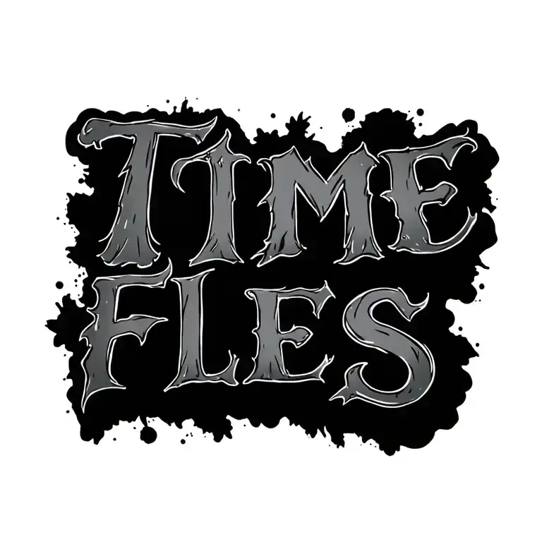 Time Flies Quote Written Across