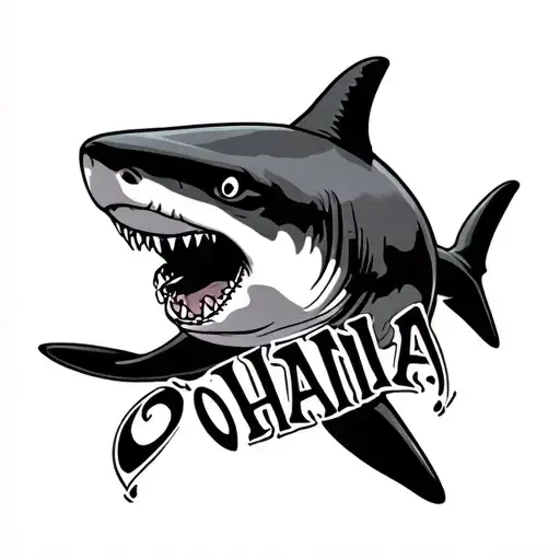Hawaiian Shark With Ohana Written Inside