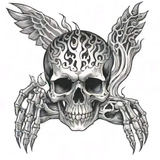 Skeleton And Flames Hand
