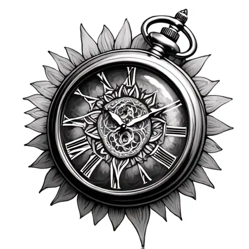 Mandalah Style Compas Pocket Watch Black