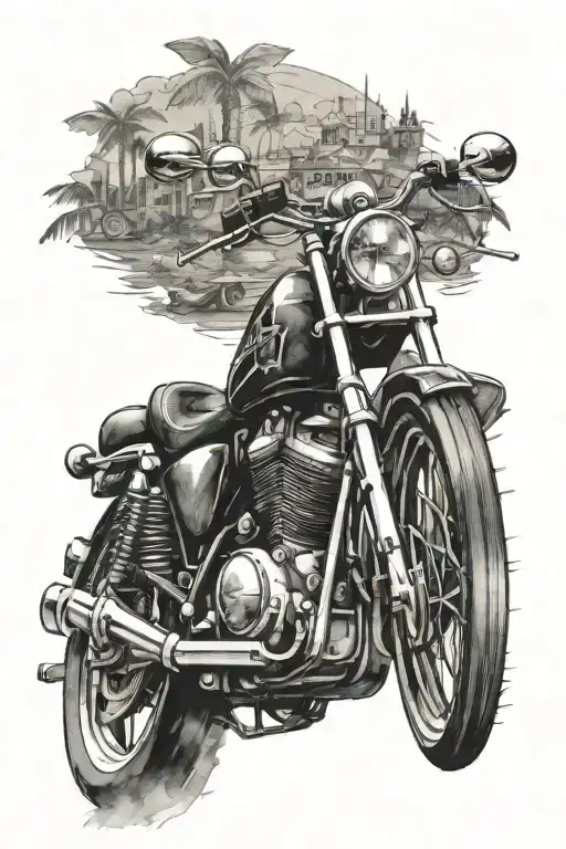 Travel Destinations Marked Motor Bike