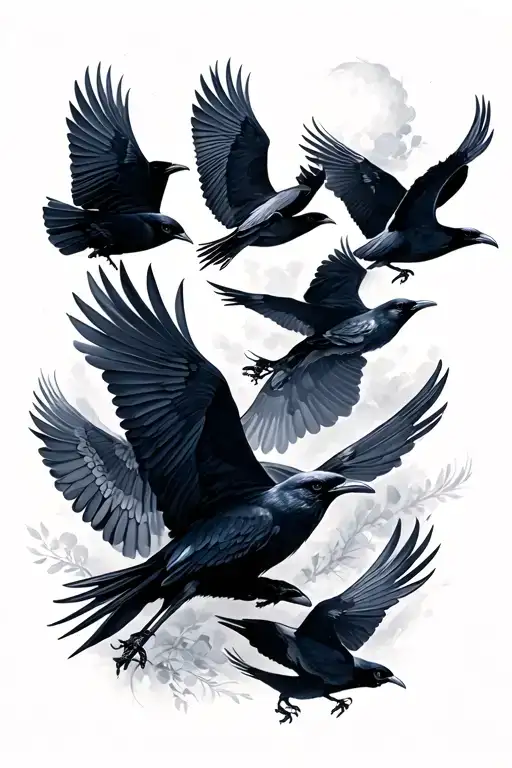 Crows Flying Across