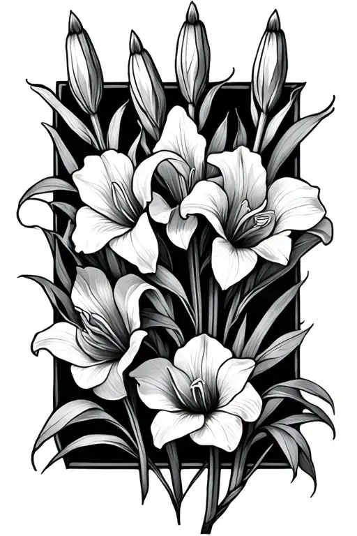 3 Gladioli In A Row Rectangle