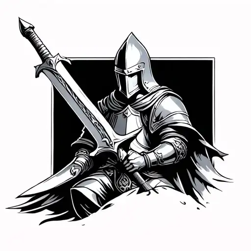 Medieval Knight Holding A Sword