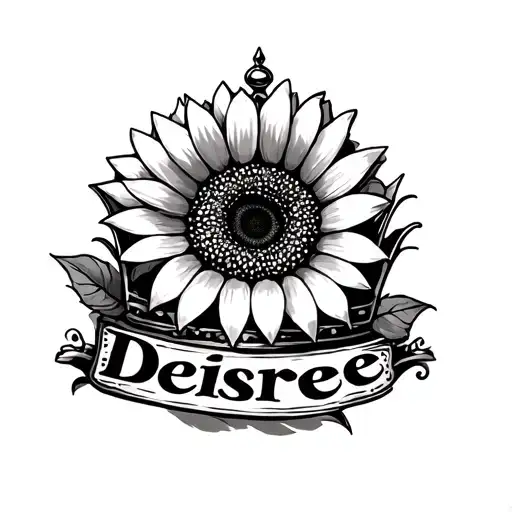 Crown With Sunflower In Background With The Name Desiree Underneath