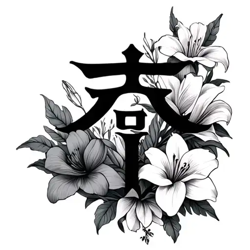 Kaizen Symbol In A Bed Of Geums And Lilies