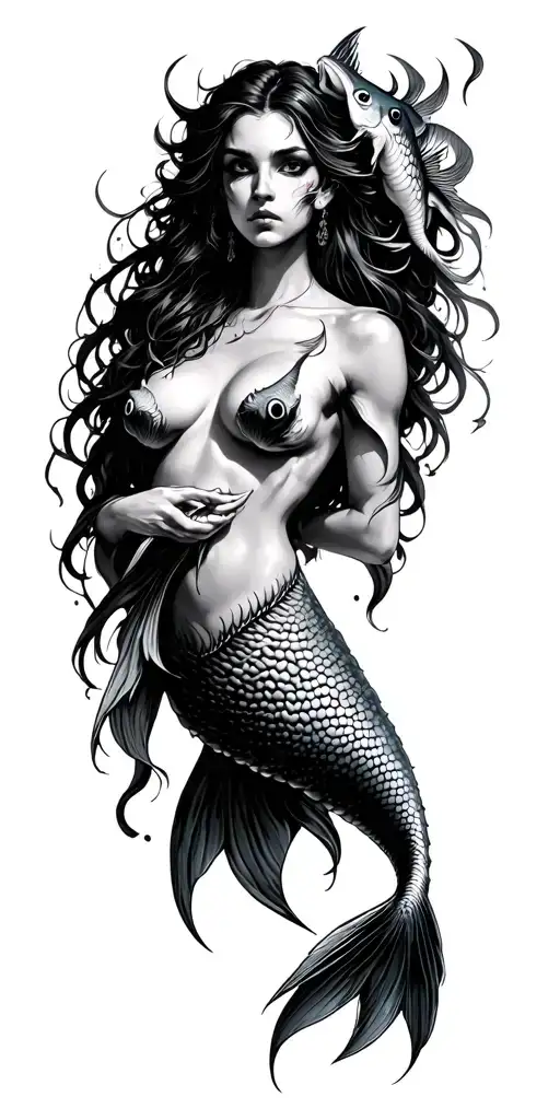 Fishes And Evil Mermaid