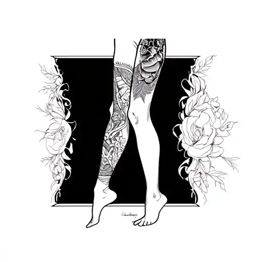 Full Leg Hip To Ankle Tattoo Web Line Work