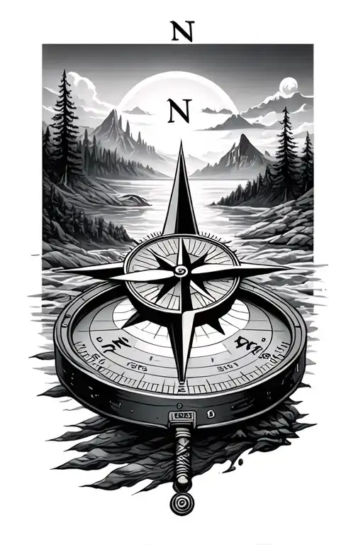 Compass With Scenery